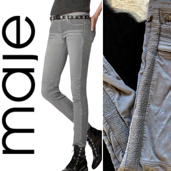 MAJE grey moto pants with ruching/zipper at bottom - Picture 5 of 5